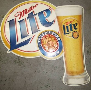 lot 5892 image: Large Miller Lite Metal Sign