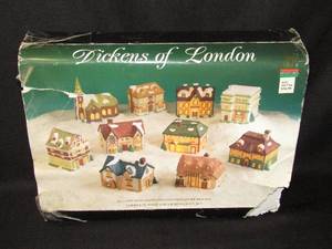 lot 5893 image: Dickens of London 10 Porcelain Collectible Miniature Houses