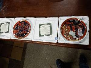 lot 5468 image: The Upper Deck Company Limited Edition Michael Jordan Commemorative Plates. Lot of 2