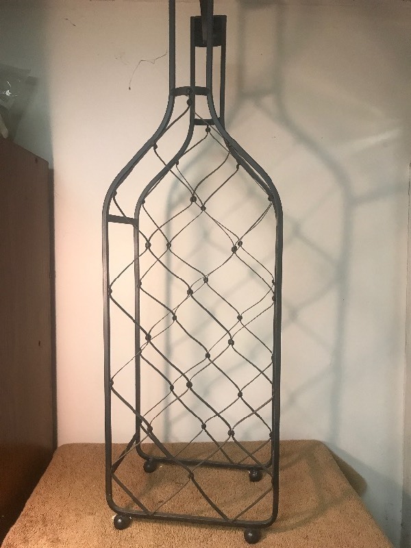 lot 184 image: Large unique metal wine rack 36 inches tall looks good on counter