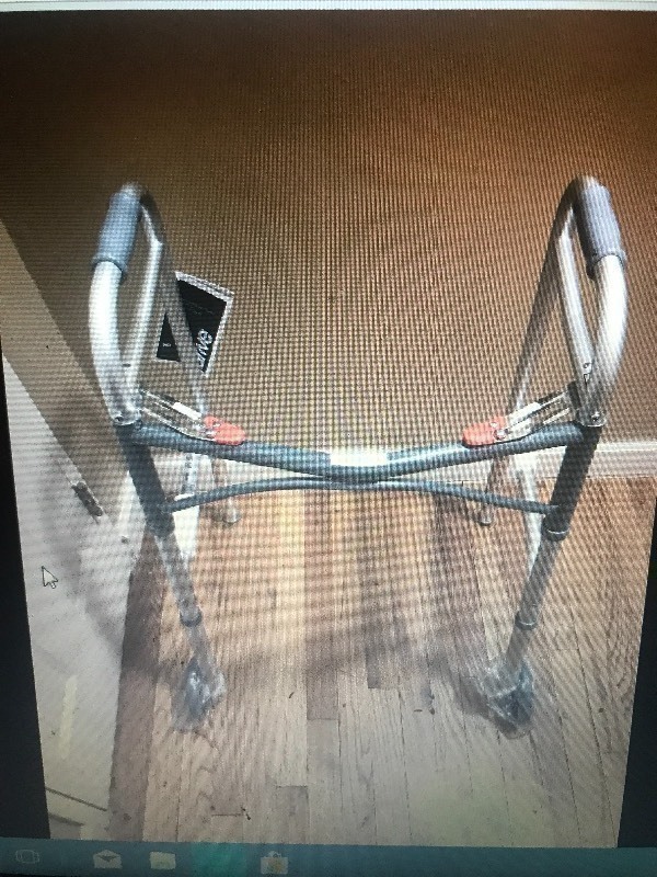 lot 296 image: New deluxe two button folding walker with 5 inch wheels brand new