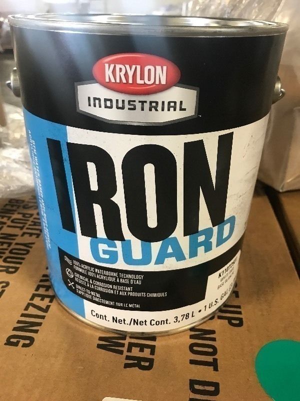 lot 312 image: 2 gallons of Krylon iron guard paint white base retails  for $49 a gallon