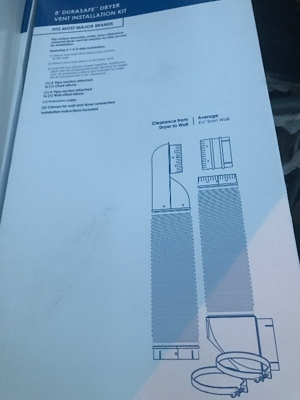 lot 36 image: New dryer vent hook up kit as pictured no more kinked hoses