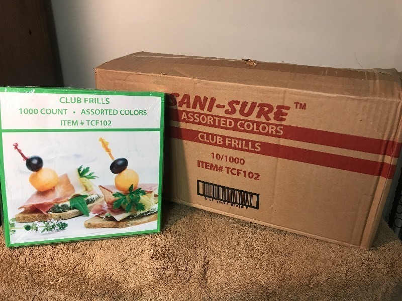 lot 496 image: Case of Assorted color frill picks as pictured