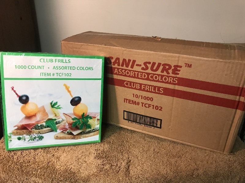 lot 497 image: Case of Assorted color frill picks as pictured