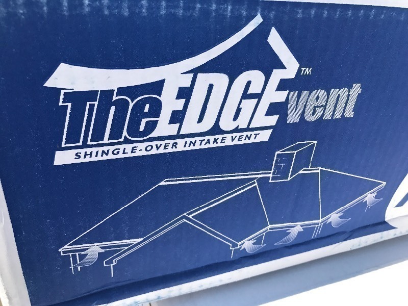 lot 54 image: Air Vent Edge Shingle-Over Intake Vent Carton of 10 4ft. Pieces retails for $156 a case Model EVI