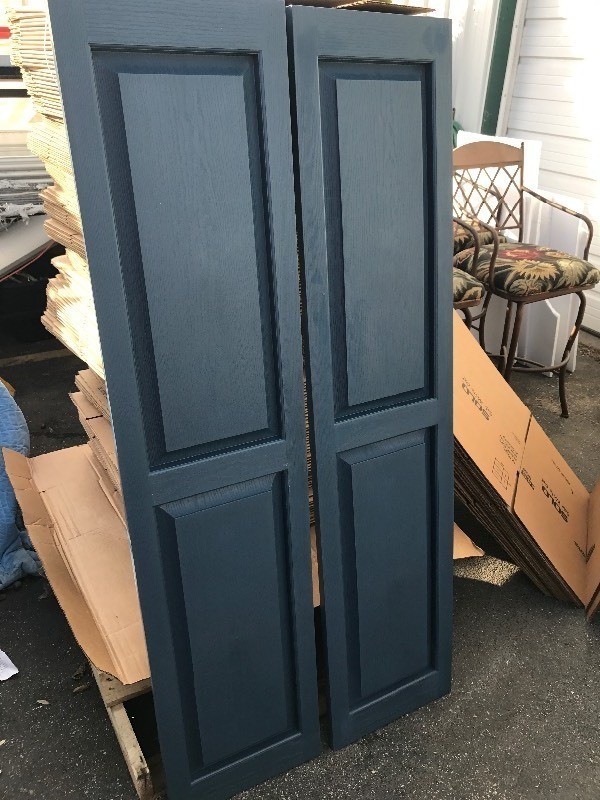 lot 643 image: New pair of house shutters each shutter is 14.5 x 63 do use as shutters or use your imagination