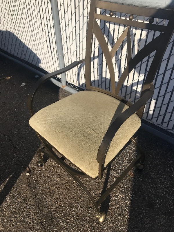 Very Nice Heavy Duty Steel Chair With Padded Seat And Casters Be Great Sand Patio Chairs Are Use Your Imagination Outdoors Or Otherwise Warehouse Auction Stainless Steel Table Covers Sound