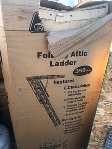lot 158 image: Wooden attic ladder shipping damage easy fix new