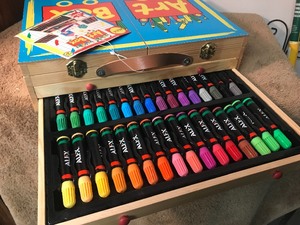 lot 171 image: Box full of art supplies Christmas gift