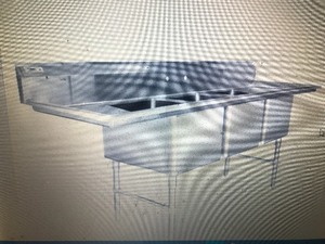 lot 255 image: New three bay stainless steel sink