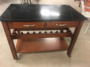 lot 726 image: Nice kitchen island on casters wine rack underneath by 2x4