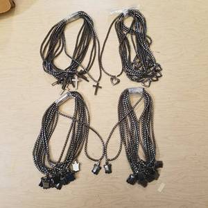 lot 7 image: approximately 40 hematite necklaces - Turtles, cross, hearts