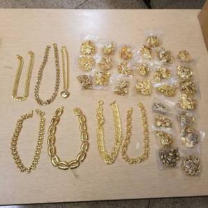 lot 8 image: approximately 34 assorted gold colored necklaces  chokers