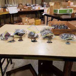 lot 103 image: large lot of assorted figurines on polished geodes