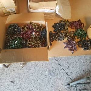 lot 192 image: large lot of hematite bracelets - assorted colors - count unknown but estimated to be in the hundreds