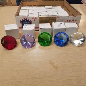 lot 202 image: 25 count 60 mm gems - 5 of each color