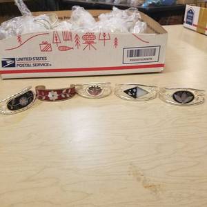 lot 236 image: approximately 50 inlaid bracelets