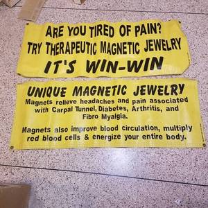 lot 280 image: 2 yellow banners - approximately 4 foot by 18 in