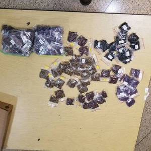 lot 2051 image: assorted drilled stones - amethyst ragged, red tiger eye, gold tiger eye