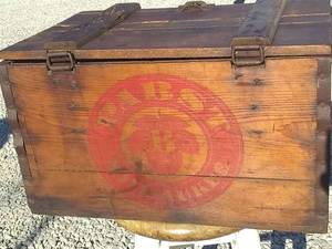 lot 11291 image: Antique Pabst Milwaukee Hinged Wooden Crate with Latch