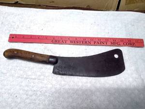 lot 11302 image: Antique Cast Iron Meat Cleaver