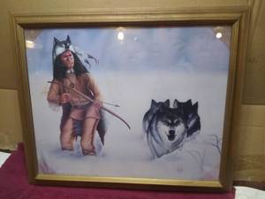 lot 11363 image: Native American Themed Ian Wilde Framed Art Print