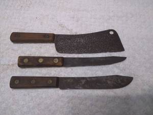 lot 11365 image: Two Vintage Knives and a Cleaver