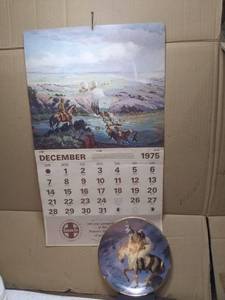lot 11368 image: Santa Fe Railway 1976 Calendar and Collectable Native American Plate