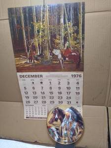 lot 11369 image: Santa Fe Railway 1977 Calendar and Collectable Native American Plate