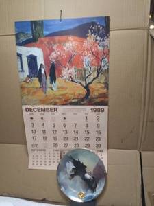 lot 11371 image: Santa Fe Railway 1990 Calendar and Collectable Native American Plate