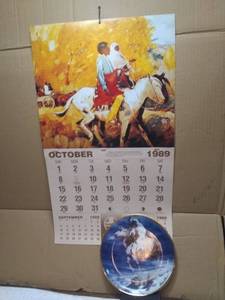 lot 11372 image: Santa Fe Railway 1991 Calendar and Collectable Native American Plate