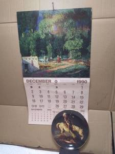 lot 11373 image: Santa Fe Railway 1991 Calendar and Collectable Native American Plate
