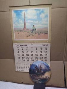 lot 11374 image: Santa Fe Railway 1966 Calendar and Collectable Native American Plate