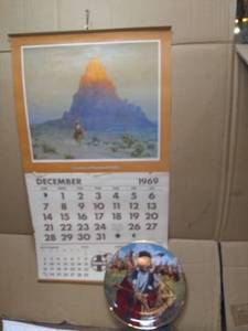 lot 11376 image: Santa Fe Railway 1969 Calendar and Collectable Native American Plate
