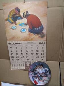 lot 11379 image: Santa Fe Railway 1981 Calendar and Collectable Native American Plate