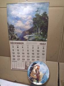 lot 11380 image: Santa Fe Railway 1982 Calendar and Collectable Native American Plate