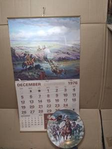 lot 11381 image: Santa Fe Railway 1976 Calendar and Collectable Native American Plate