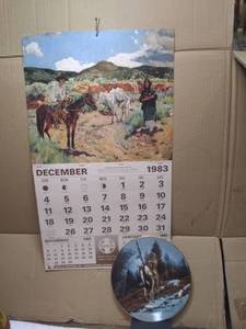 lot 11382 image: Santa Fe Railway 1984 Calendar and Collectable Native American Plate