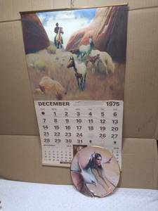 lot 11383 image: Santa Fe Railway 1975 Calendar and Collectable Native American Plate