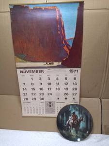 lot 11385 image: Santa Fe Railway 1971 Calendar and Collectable Native American Plate
