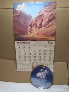 lot 11386 image: Santa Fe Railway 1984 Calendar and Collectable Native American Plate