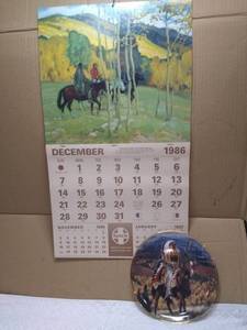 lot 11387 image: Santa Fe Railway 1987 Calendar and Collectable Native American Plate