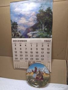 lot 11388 image: Santa Fe Railway 1983 Calendar and Collectable Native American Plate