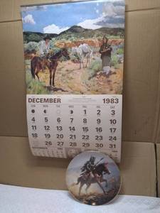 lot 11389 image: Santa Fe Railway 1984 Calendar and Collectable Native American Plate