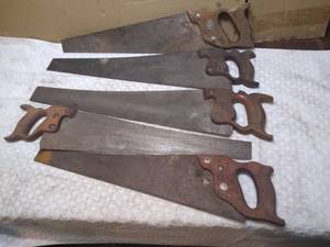 lot 11435 image: Lot of 5 Vintage Hand Saws