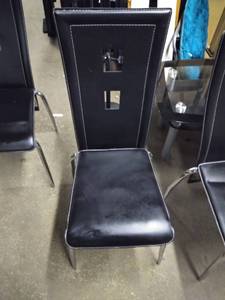 lot 3528 image: Black and Chrome Leather Dining Chair