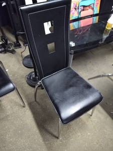 lot 3530 image: Black and Chrome Leather Dining Chair