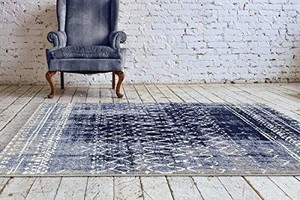 lot 20454 image: ADGO Ravenna Collection Modern Contemporary Trellis Lattice Live Vivid Color Jute Backed Area Rugs, Navy Blue Grey, 4 x 6