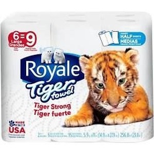 lot 22702 image: Royale Tiger Towel 6 Rolls Paper Towels